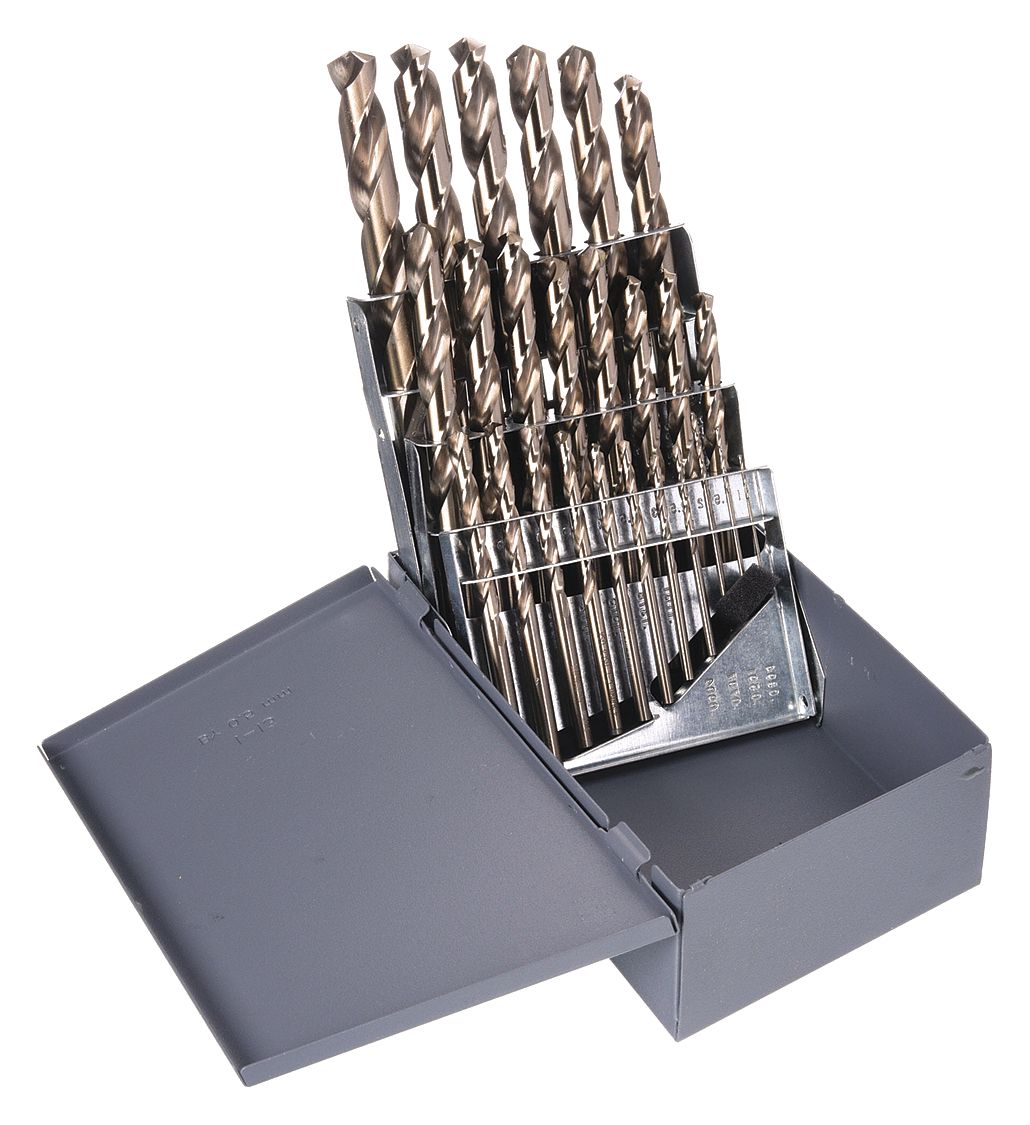 JOBBER LENGTH DRILL BIT SET, 1MM SMALLEST DRILL BIT, 25 DRILL BITS, RIGHT HAND, COBALT