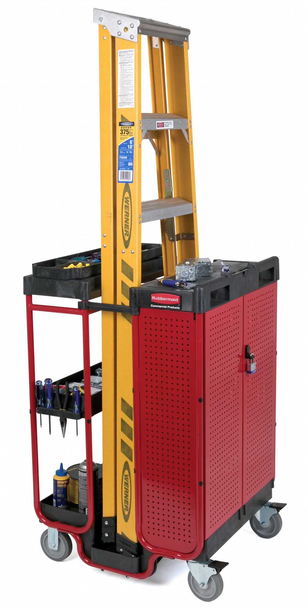 RUBBERMAID COMMERCIAL PRODUCTS Ladder Cart with (2) Swivel, (2