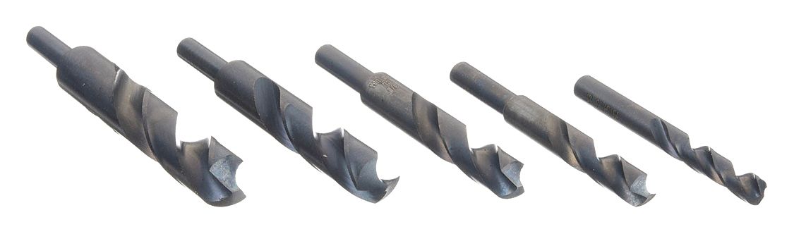 REDUCED SHANK DRILL BIT SET, ¼ IN SMALLEST DRILL BIT, 5 DRILL BITS, HIGH SPEED STEEL