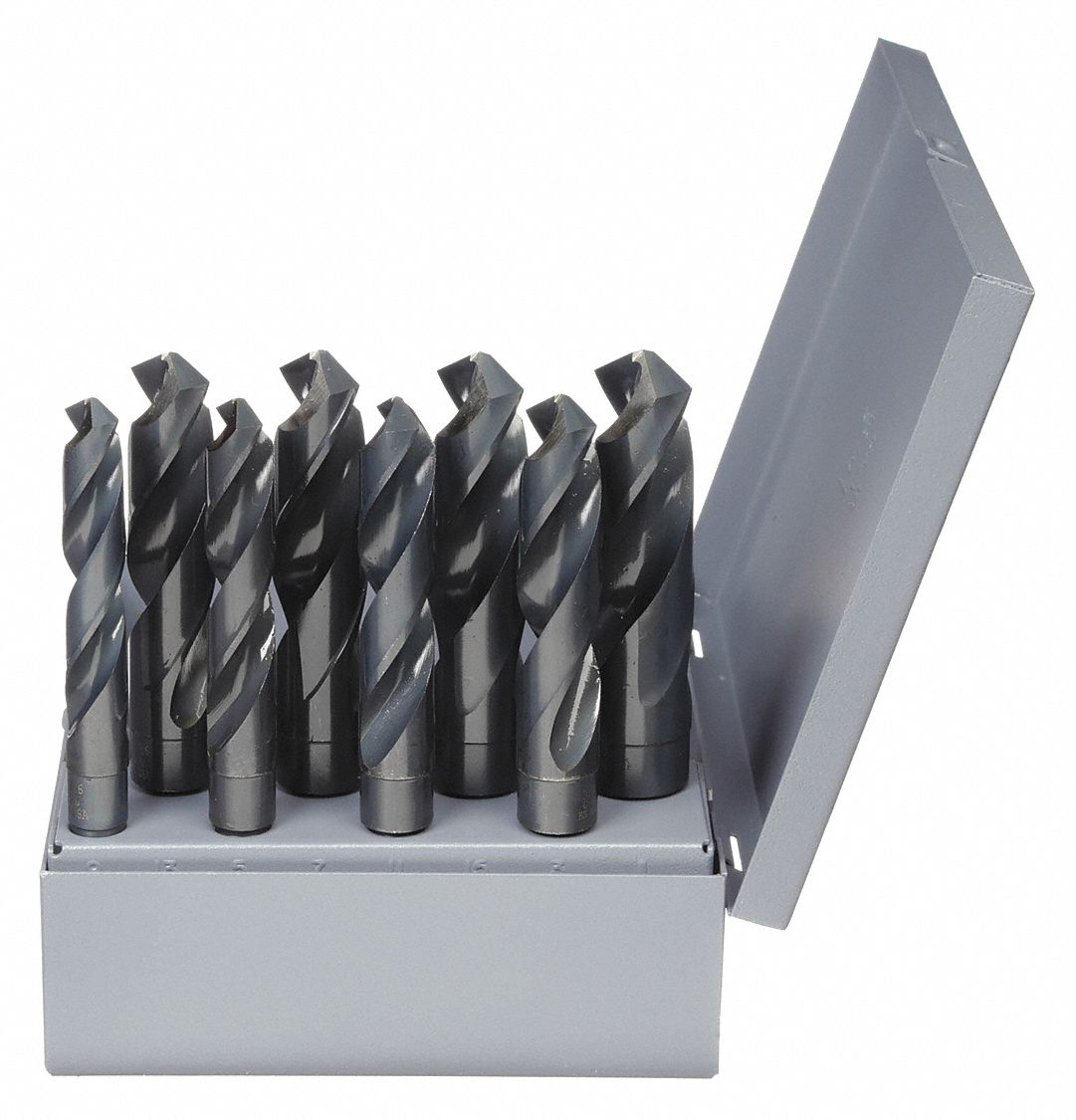 REDUCED SHANK DRILL BIT SET, 9/16 IN SMALLEST DRILL BIT, 8 DRILL BITS, 4XD, HSS