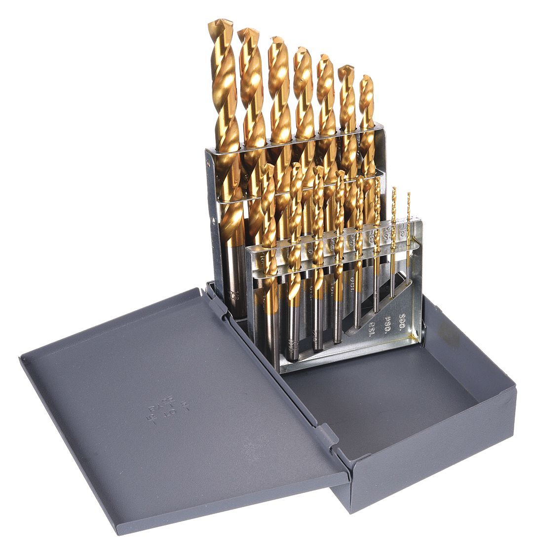 JOBBER LENGTH DRILL BIT SET, 1/16 IN SMALLEST BIT, ½ IN LARGEST BIT, COBALT