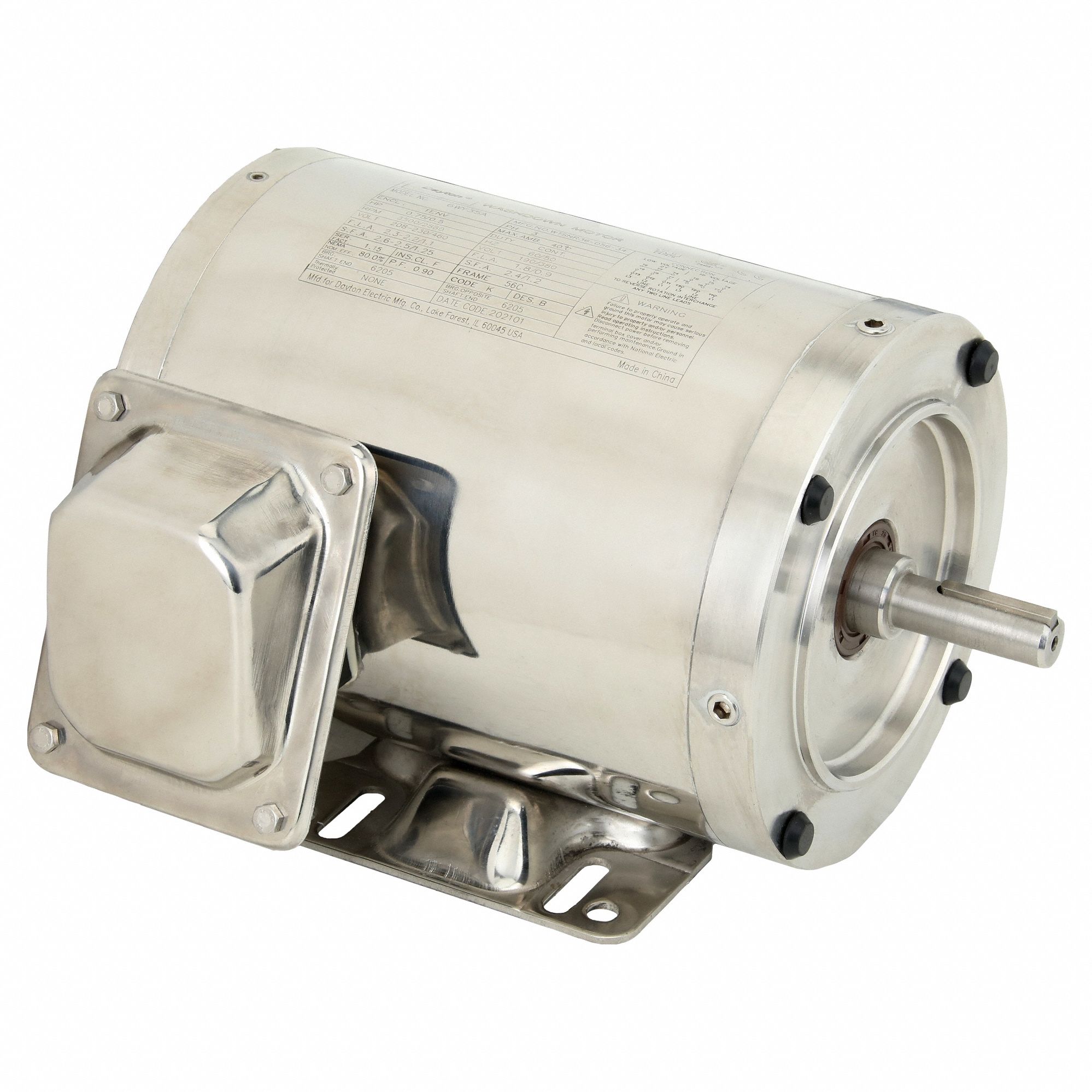 Washdown Motor: Three-Phase, 3/4 hp Horsepower, 3, 500 RPM RPM, 208-230/460V AC, TENV