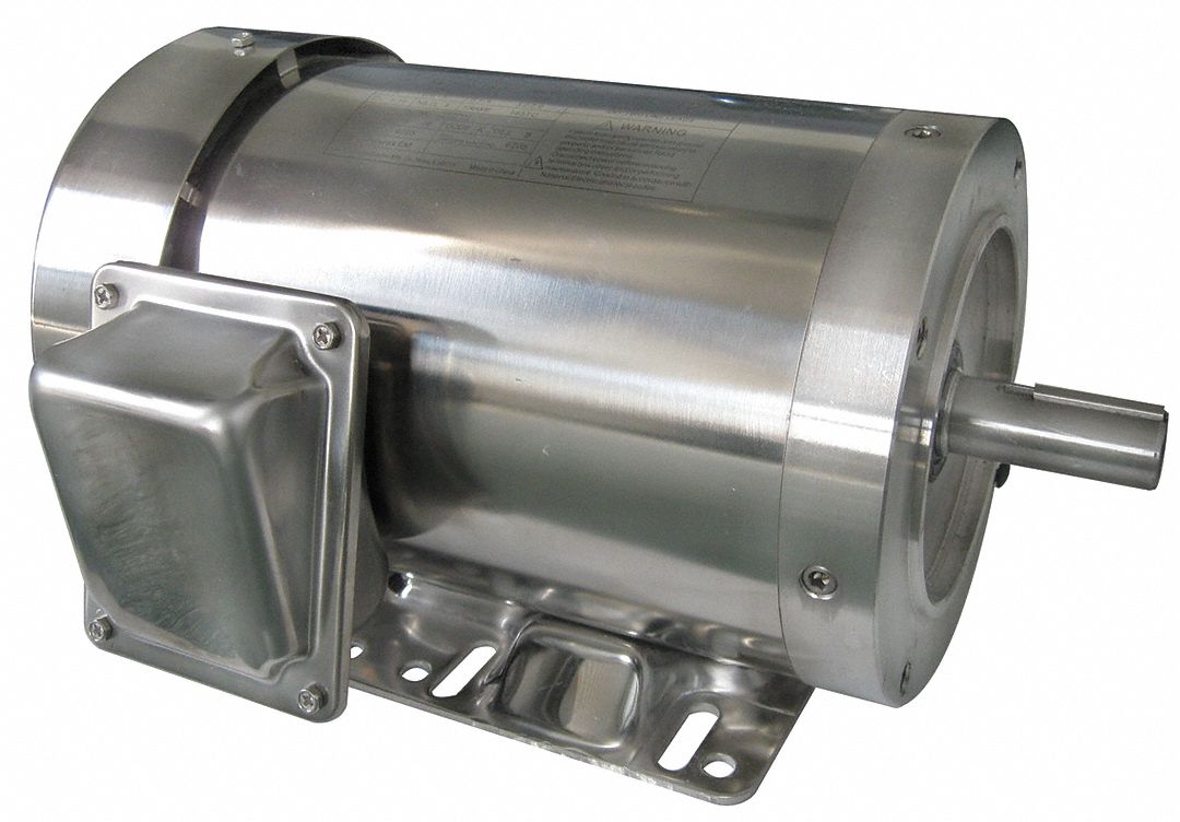Washdown Motor: Three-Phase, 1 hp Horsepower, 1, 165 RPM RPM, 230/460V AC, 56HC Frame Size