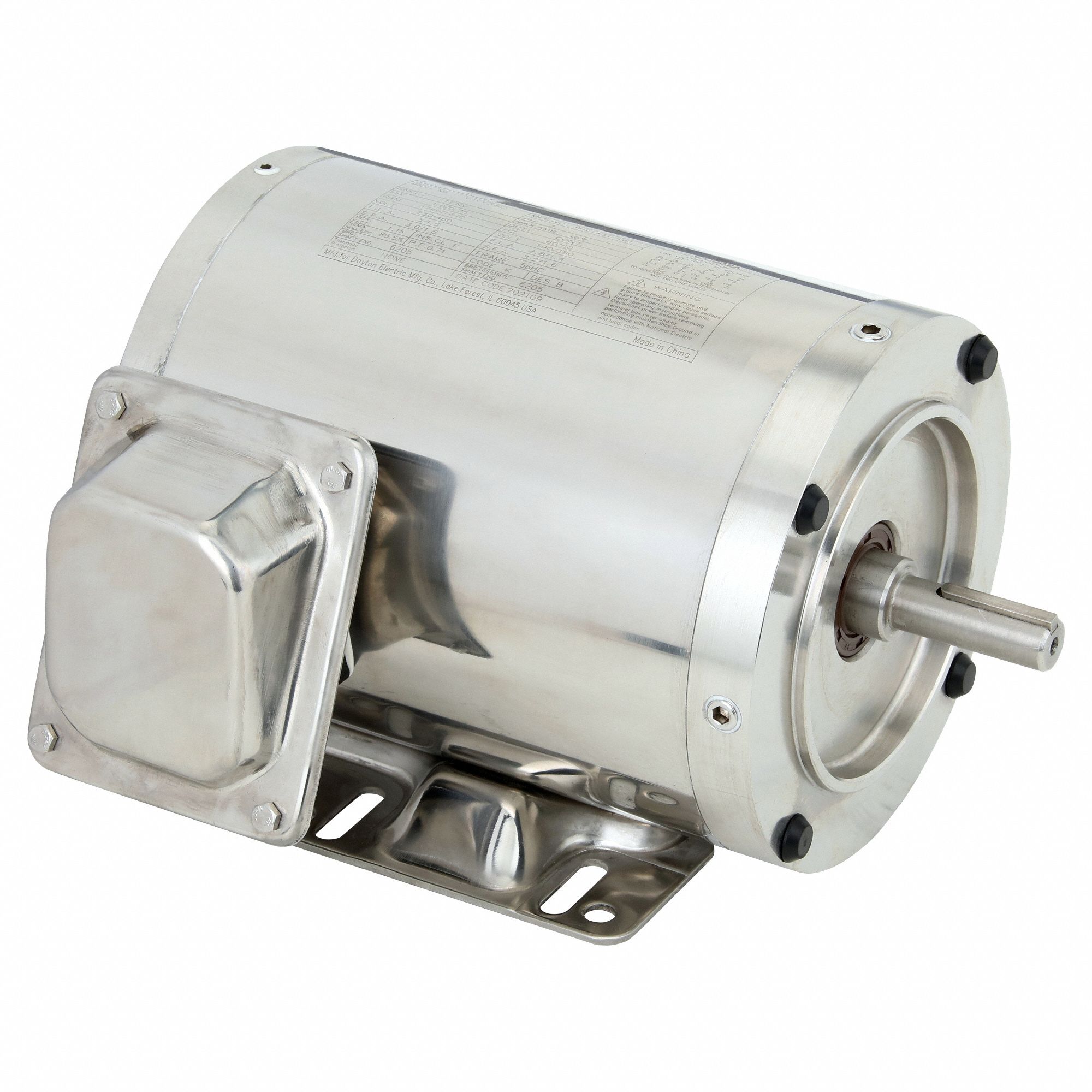 Washdown Motor: Three-Phase, 1 hp Horsepower, 1, 740 RPM RPM, 230/460V AC, 56HC Frame Size