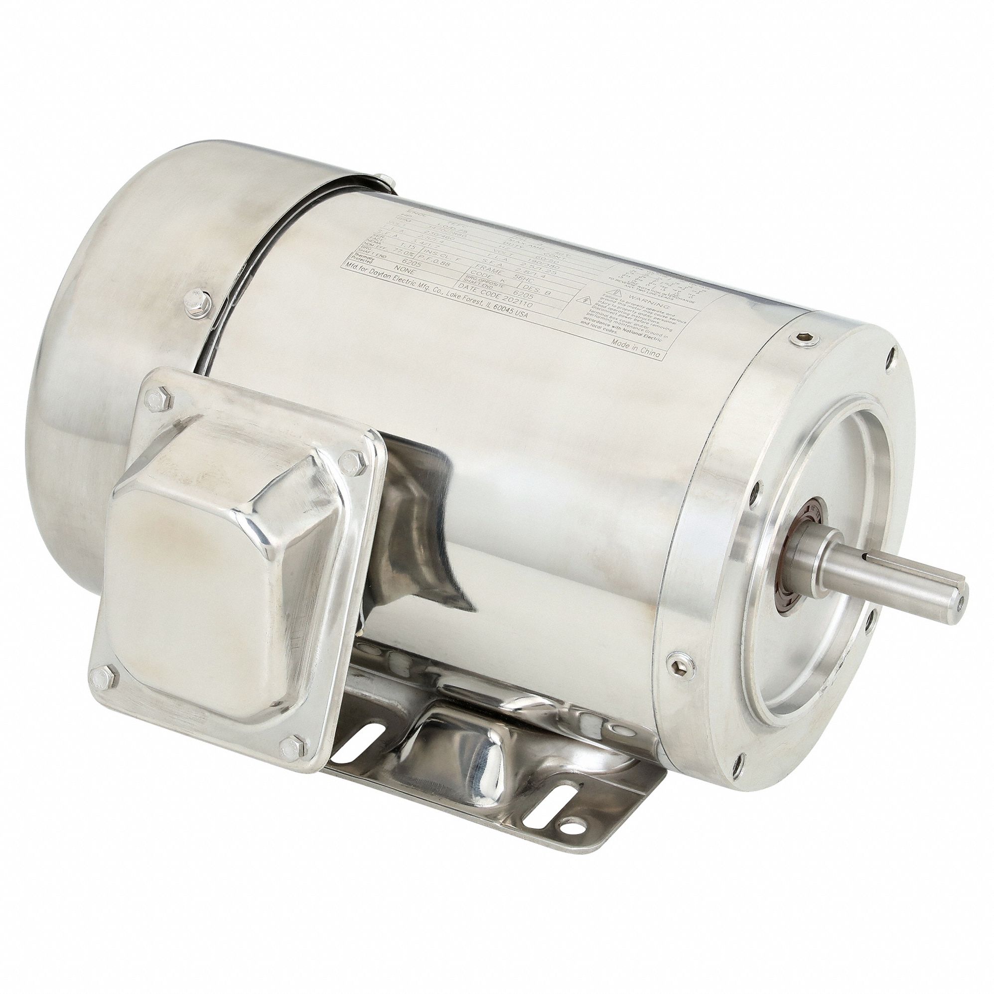 Washdown Motor: Three-Phase, 1 hp Horsepower, 3, 470 RPM RPM, 230/460V AC, 56HC Frame Size