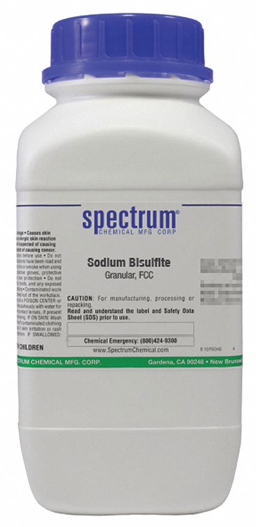 Sodium Bisulfite: FCC, 2.5 kg, 7631-90-5, Reagent, Powder, Bottle, Plastic, 36 mo Shelf Life, 1