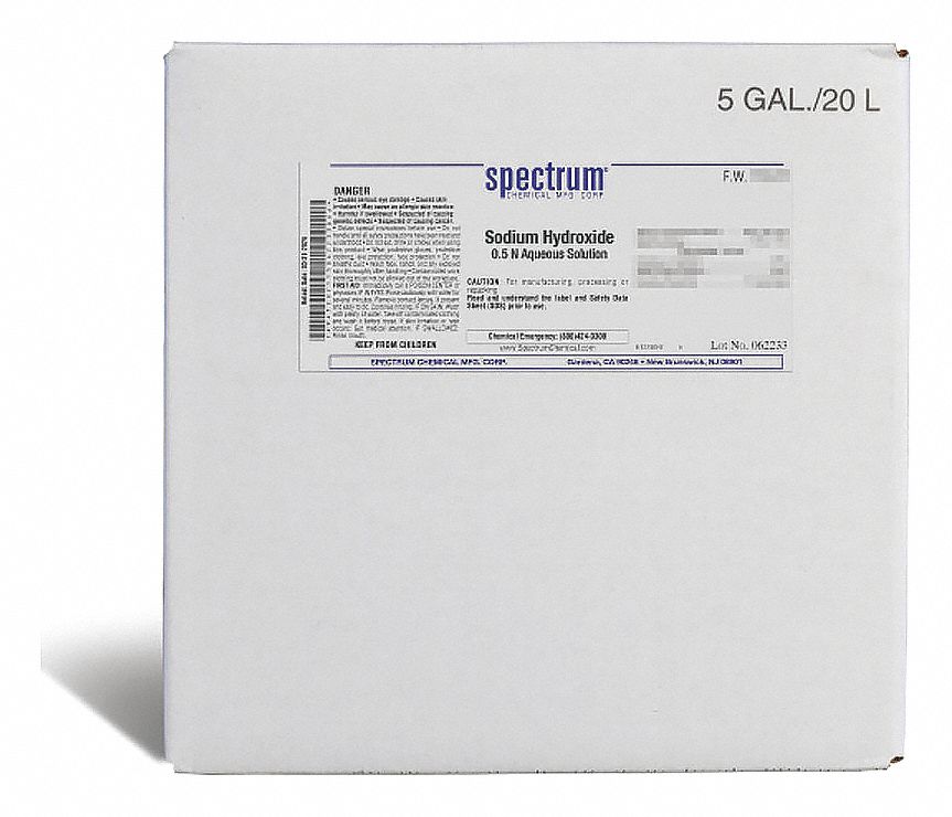 Sodium Hydroxide: Lab, 20 L, 1310-73-2/7732-18-5, 0.5 N, Solution, Liquid, Drum, Plastic, 1