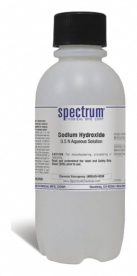 Sodium Hydroxide: Lab, 500 mL, 1310-73-2/7732-18-5, 0.5 N, Solution, Liquid, Bottle, Plastic, 1