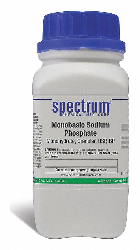 Monobasic Sodium Phosphate, Monohydrate, Granular, USP, BP: USP, 500 g, 10049-21-5, Reagent, 1