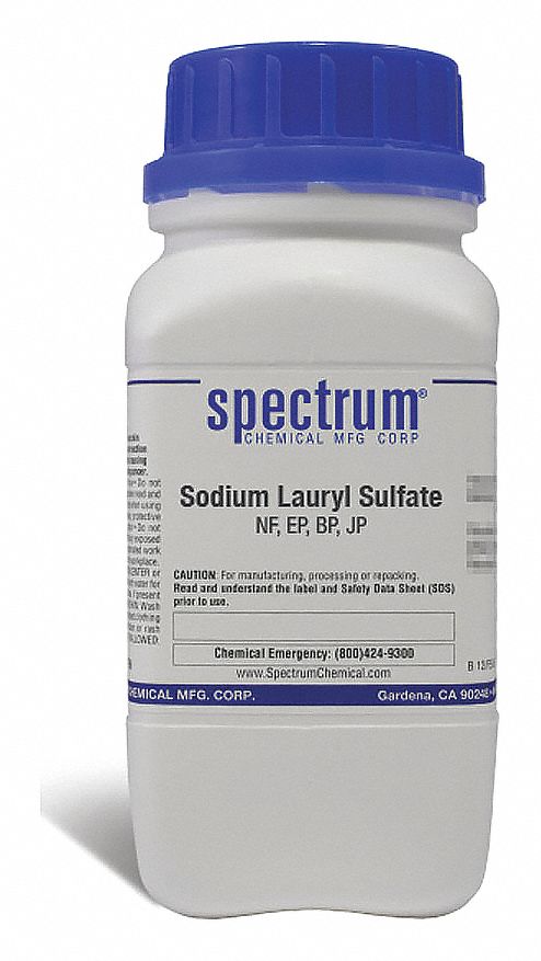 Sodium Lauryl Sulfate: NF, 125 g, 151-21-3, Reagent, Capsule, Bottle, Plastic, 36 mo Shelf Life, 1