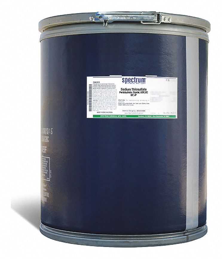 Sodium Thiosulfate: USP, 50 kg, 10102-17-7, Reagent, Powder, Drum, Fiberboard, 36 mo Shelf Life, 1