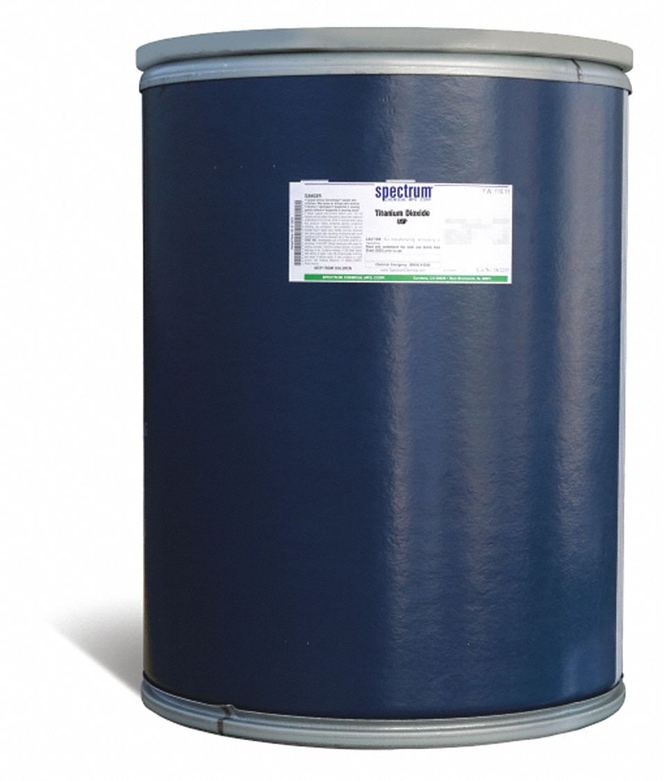 Titanium Dioxide: USP, 45 kg, 13463-67-7, Reagent, Powder, Drum, Fiberboard, 36 mo Shelf Life, 1