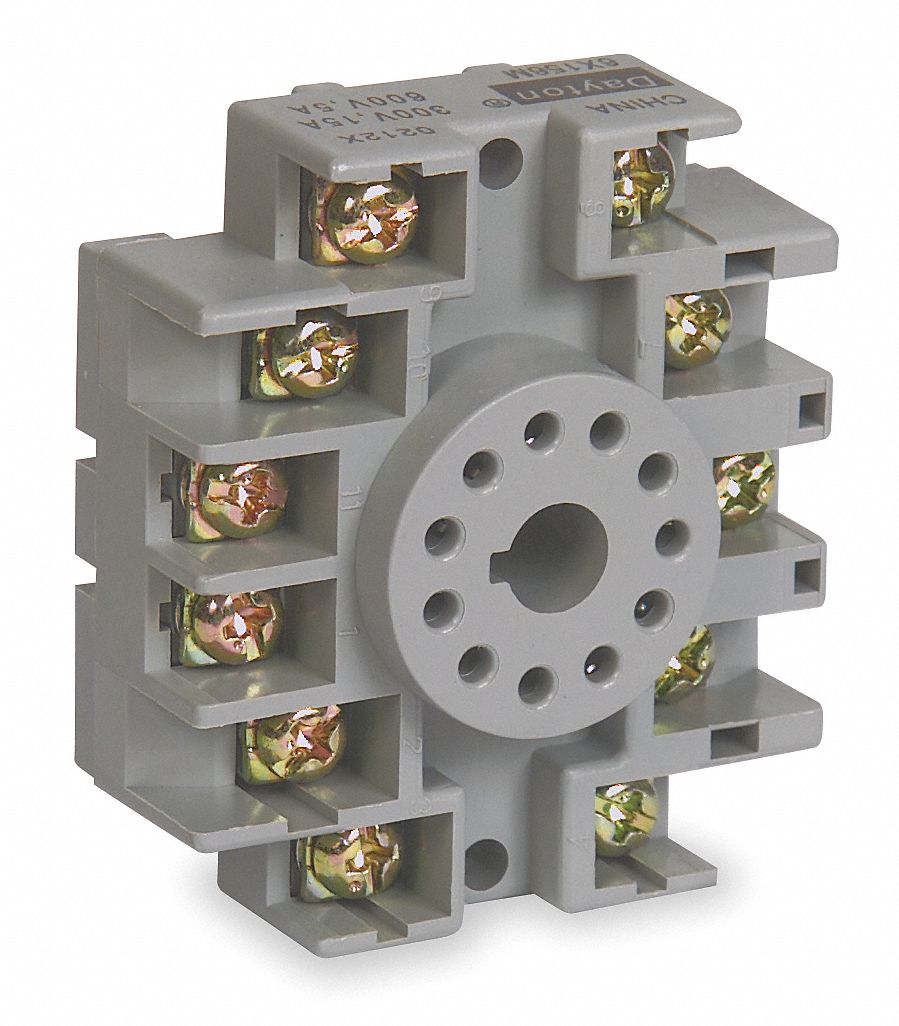 RELAY SOCKET, 15 A RATING, DIN-RAIL AND SURFACE SOCKET MOUNTING, 11 PINS, B SOCKET, STANDARD