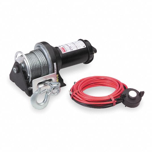 12V DC Pulling Electric Winch with 5.0 fpm and 3000 lb 1st Layer Load