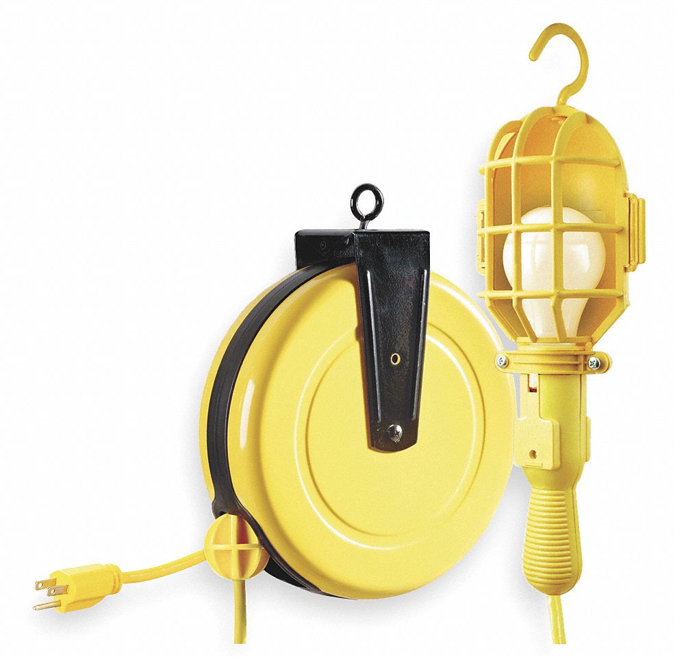 LUMAPRO Extension Cord Reel with Hand Lamp 35 ft Retractable Cord Lg