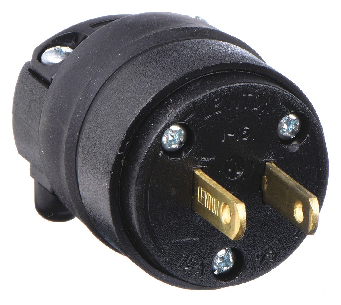 15 AA Commercial Grade Straight Blade Plug, Black; NEMA Configuration ...