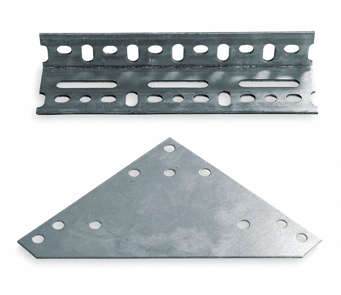 GRAINGER APPROVED 12, 14 Gauge Steel Slotted Angle Gusset and Cleat Kit
