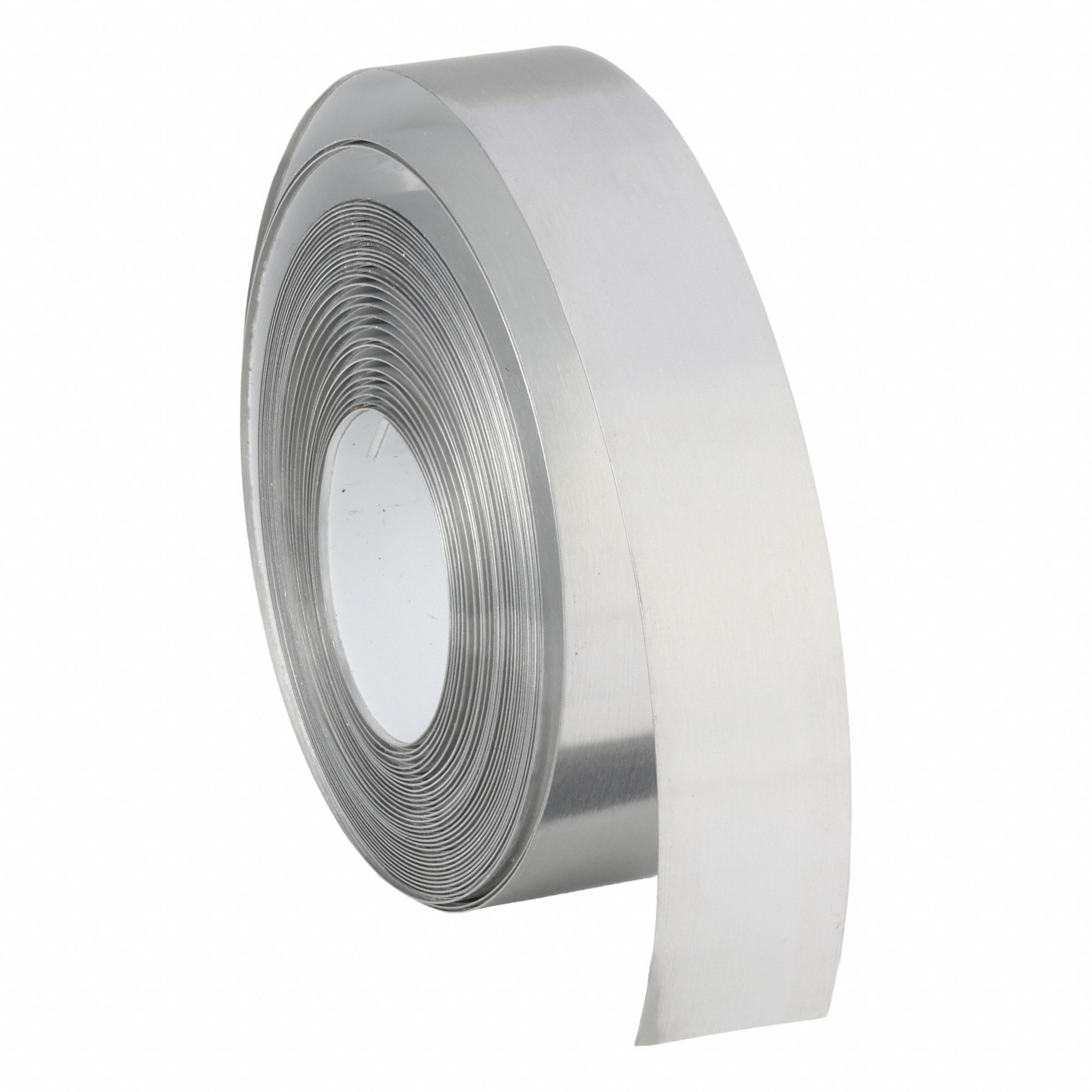 Embosser Label Tape: 1/2 in x 12 ft, Silver, Aluminum, Rhino M1011, Indoor/Outdoor, Adhesive