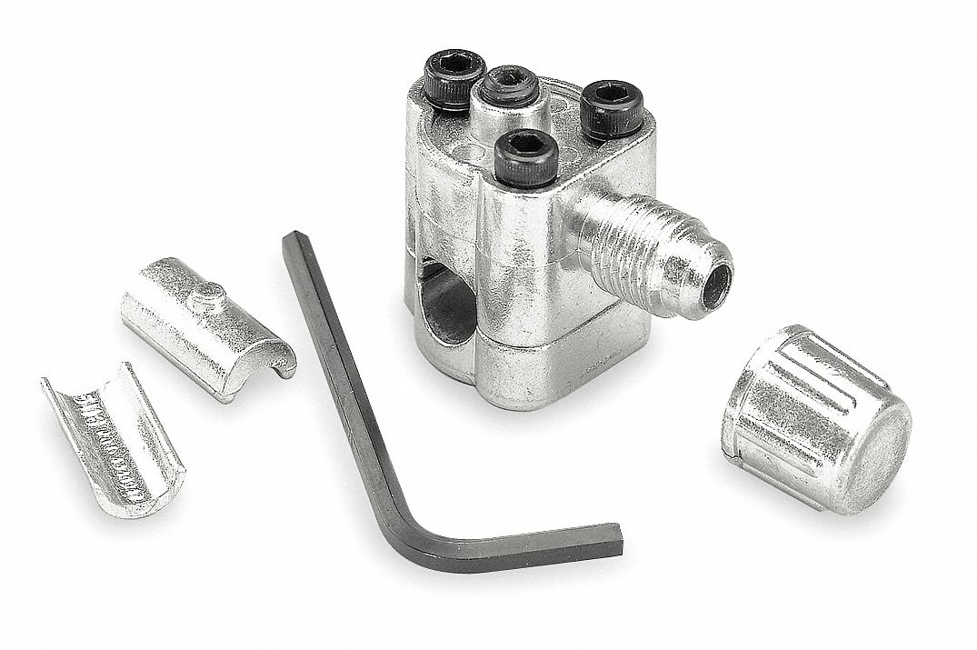 Refrigeration Line Piercing Valve: 1/4 in, 5/16 in, and 3/8 in OD Connection Size, Aluminum