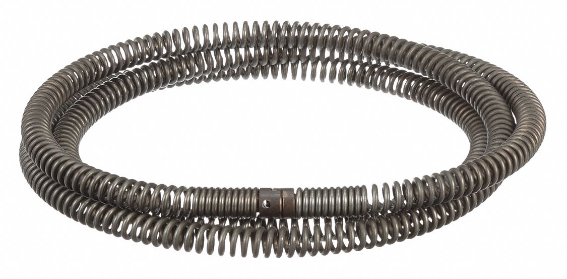 Drain Cleaning Cable: 5/8 in Dia., 7.5 ft Lg., Hollow Core, Coupling, 3 in Max. Pipe Dia.