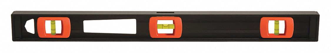 I-Beam Level: Level & Plumb, I-Beam, 24 in Overall Lg, Top & Side Read, None Acrylic