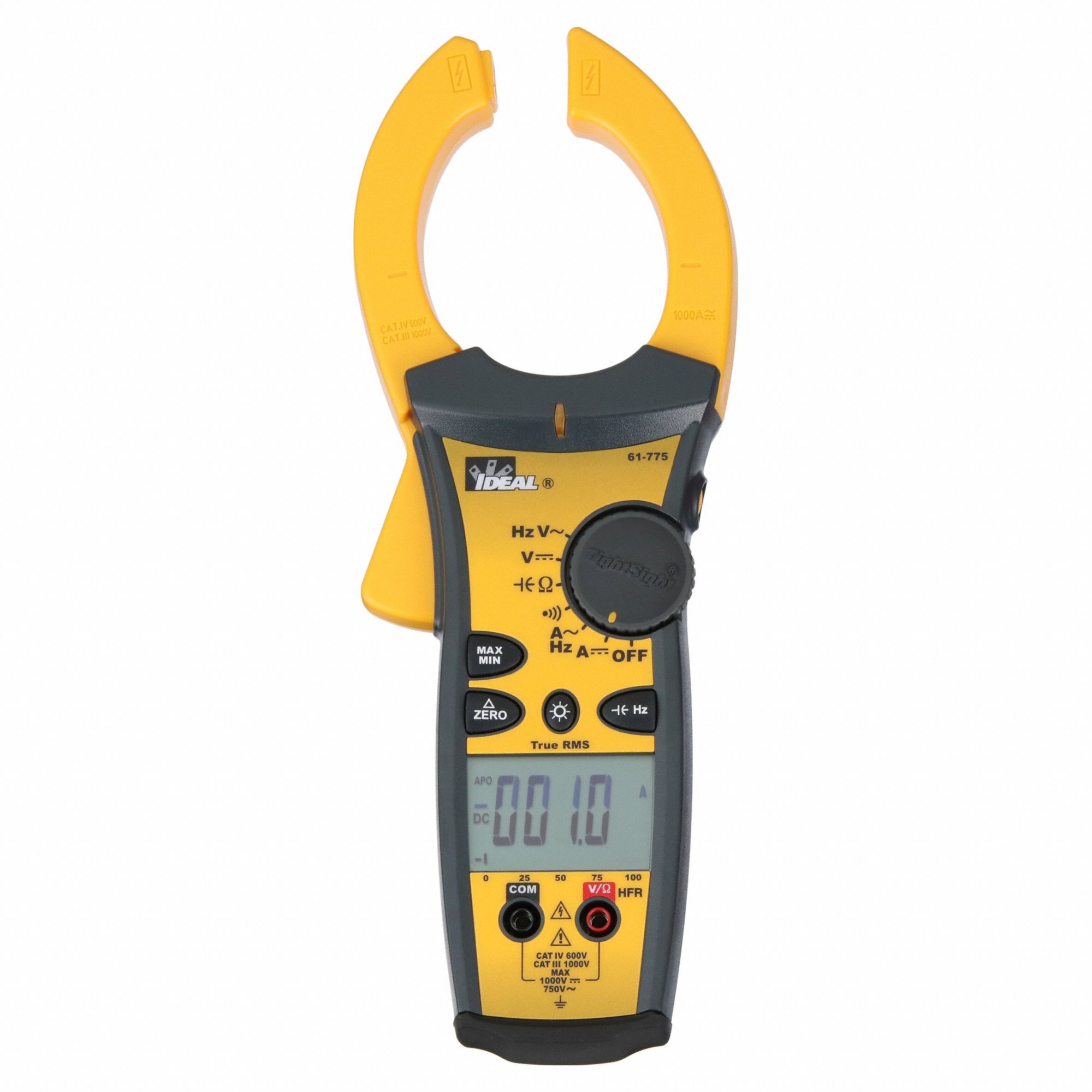 IDEAL, Clamp-Jaw Jaw, CAT III 1000V/CAT IV 600V, Clamp Meter - 6XAA8|61 ...