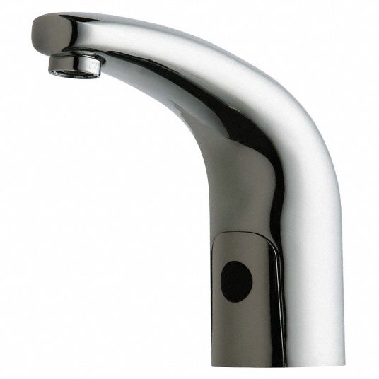 CHICAGO FAUCETS Mid Arc Bathroom Faucet Chicago Faucets, HyTronic, Chrome Finish, 0.5 gpm Flow