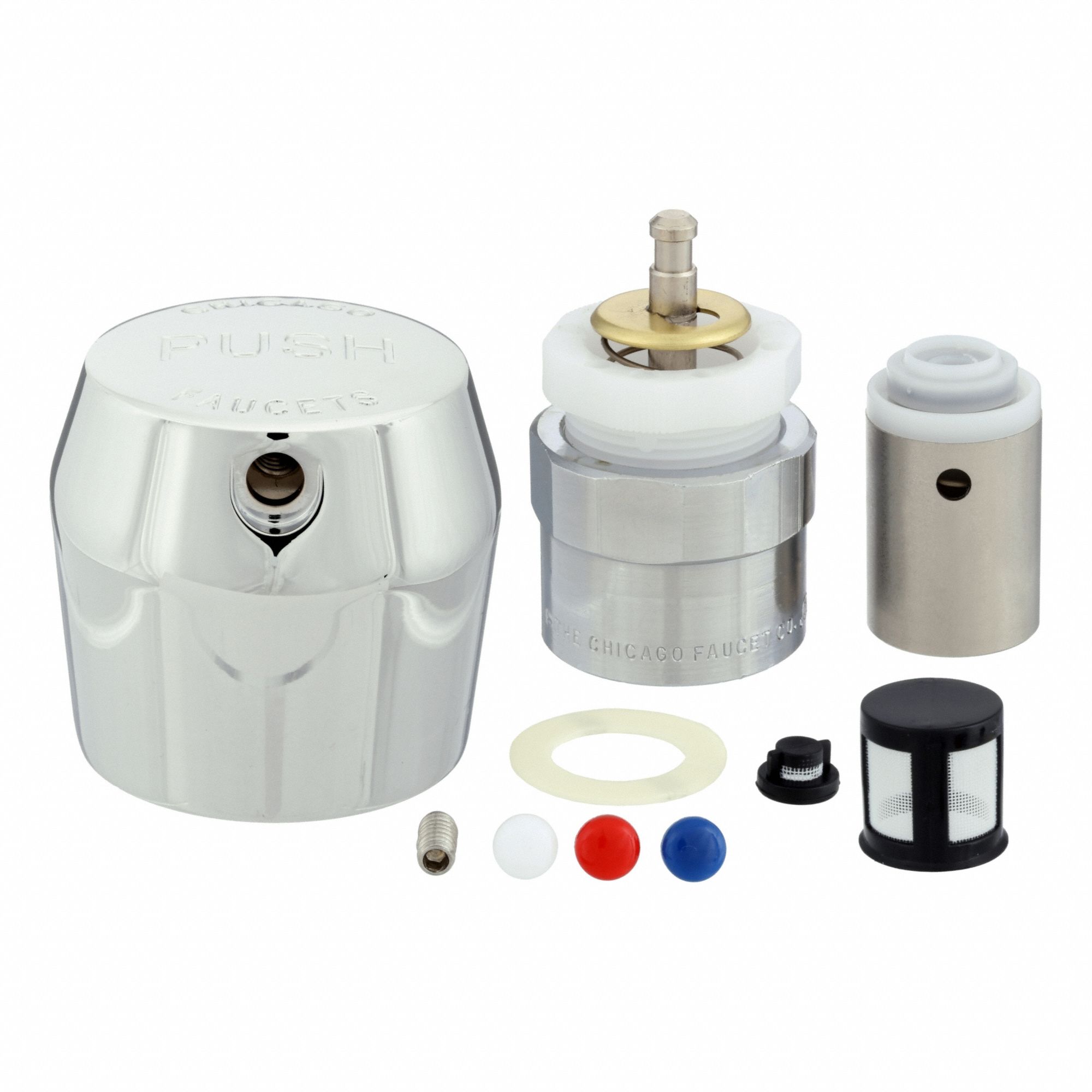 Handle: Chicago Faucets, Knob Handle, Use with Hot/Cold/Tempered Water Temp, Metal