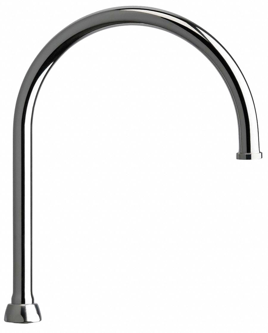 SPOUT: GOOSENECK FAUCET SPOUT, FITS CHICAGO FAUCETS BRAND, CHROME FINISH, FOR MANUAL FAUCETS