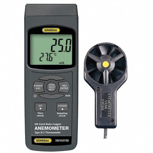 GENERAL Anemometer, Rotating Vane, Yes, No, 79 to 6890 Velocity (FPM ...