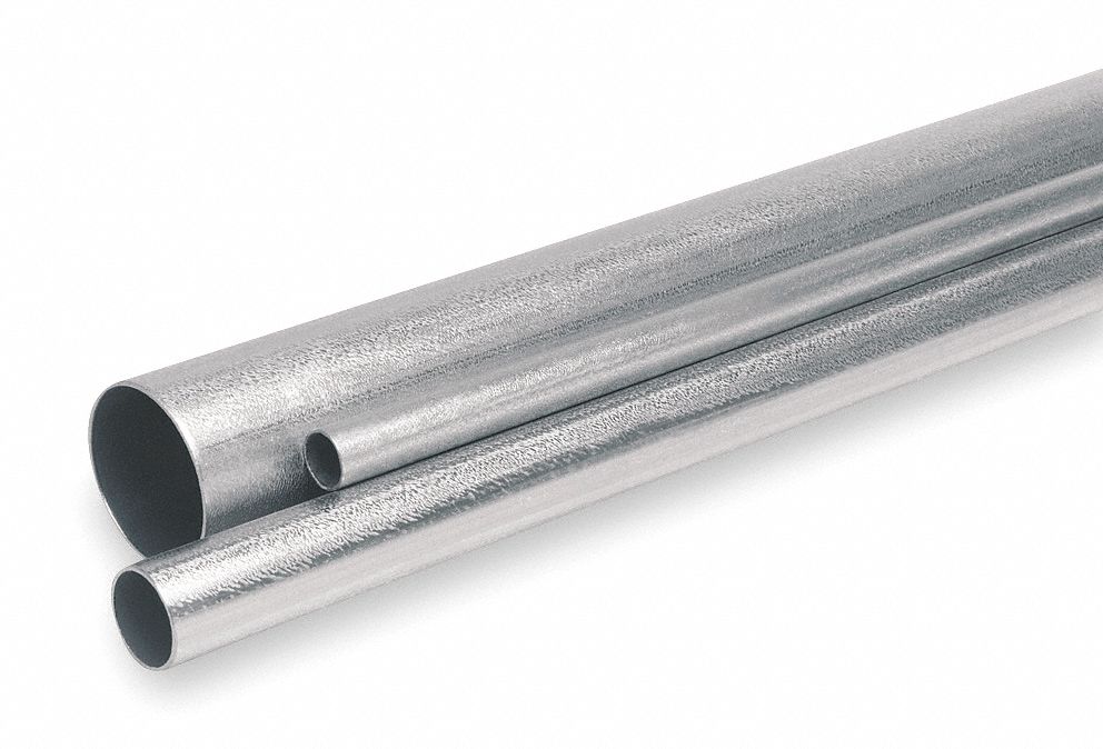 EMT Conduit - Standard: Steel, Galvanized, 1/2 in Trade Size, 10 ft Nominal Lg
