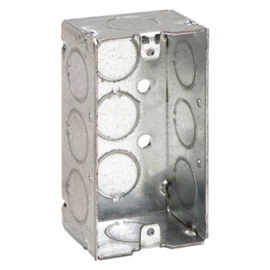 Electrical Box: Galvanized Zinc, 1 1/2 in Nominal Dp, 2 in Nominal Wd, 4 in Nominal Lg, 1 Gangs