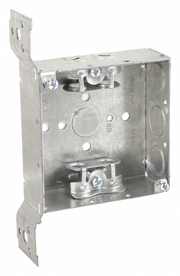 ELECTRICAL BOX, STEEL, 4 IN SQUARE NOMINAL SIZE AND MATERIAL, SQUARE, 2 GANGS, FIXTURE, 218