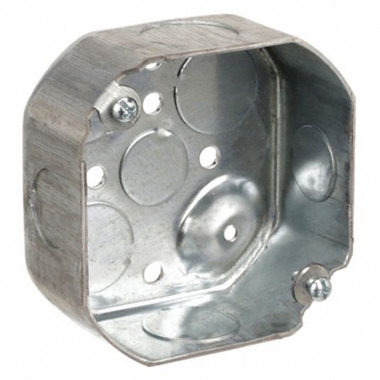 Electrical Box: Galvanized Steel, 1 1/2 in Nominal Dp, 4 in Nominal Wd, 4 in Nominal Lg, 2 Gangs