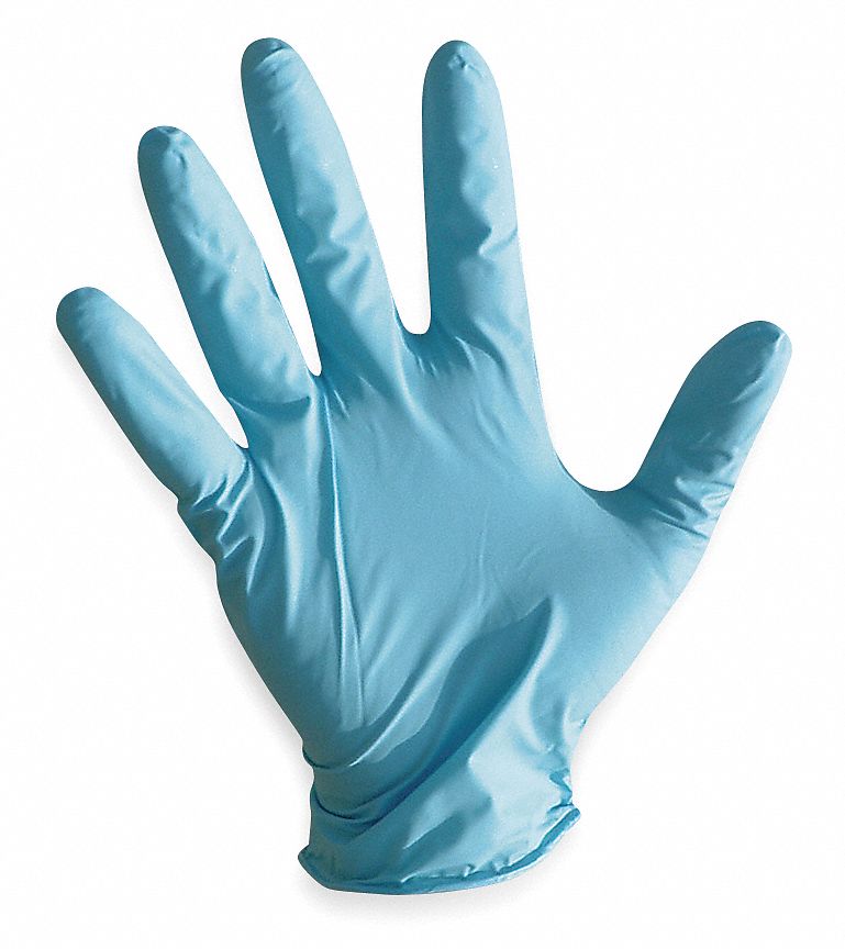 Disposable Gloves: Medical-Grade, 4 mil, Powder-Free, Nitrile, L ( 9 ), Grain, 1.5 AQL