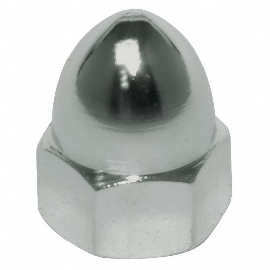 GRAINGER APPROVED 832 High Crown Cap Nut, Zinc Plated Finish, Steel