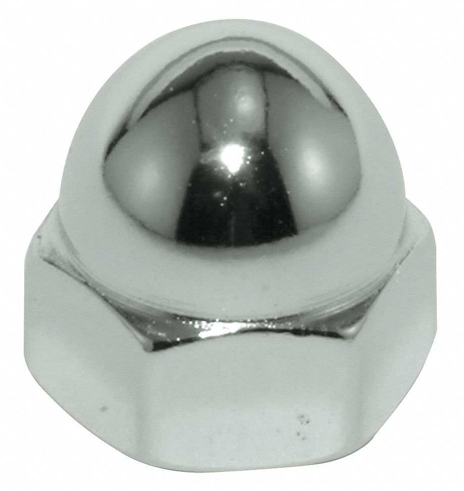 CAP NUT, LOW CROWN, 7/16"-14 THREAD, PLAIN, 18-8 STAINLESS STEEL, 0.688 IN H, ⅝ IN HEX W, 5 PK