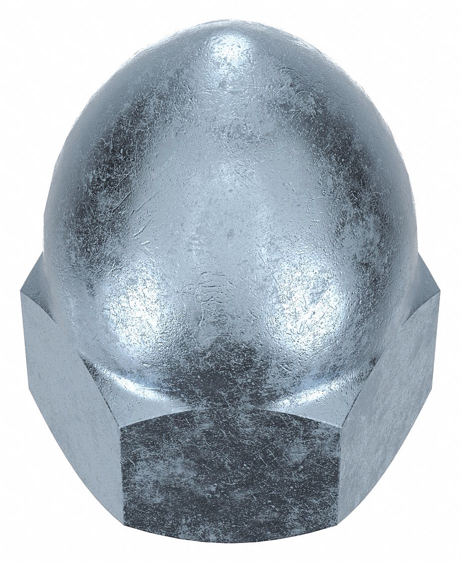 Cap Nut: High Crown, 3/4"-10 Thread, Zinc-Plated, 12L14, Steel, 1.453 in Ht, 1 1/16 in Hex Wd