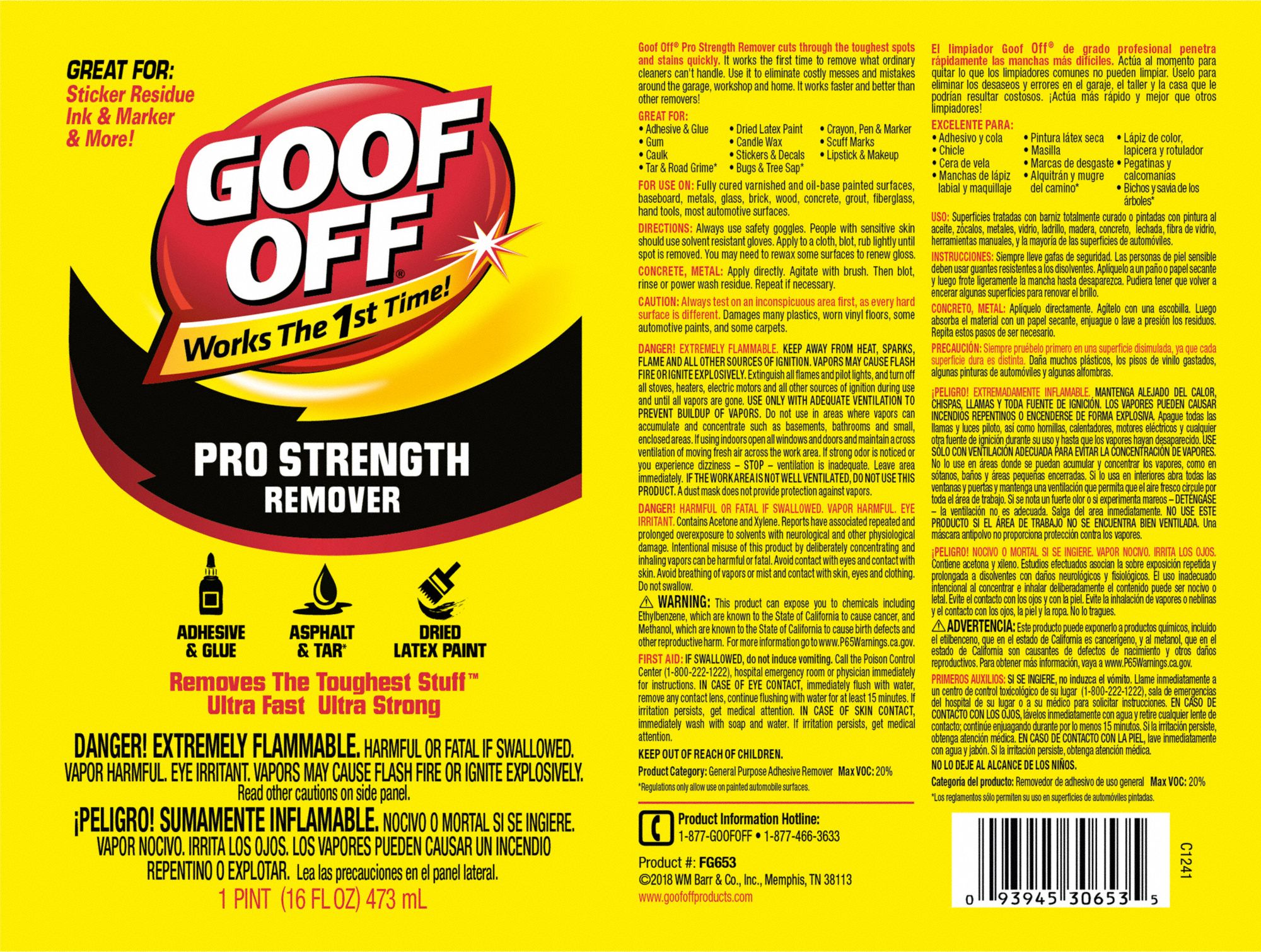 GOOF OFF Adhesive Remover: Non-Aerosol Can, 16 oz Container Size, Ready ...