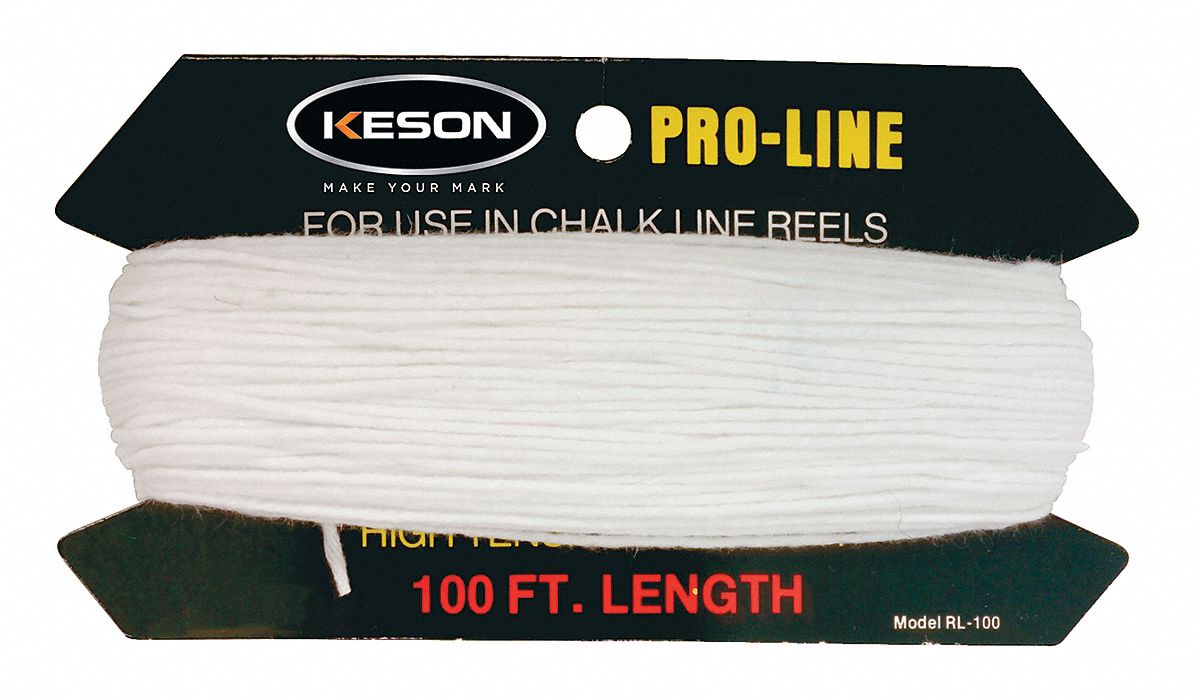 KESON Replacement Chalk Line White, 100 ft 6XGL3RL100 Grainger