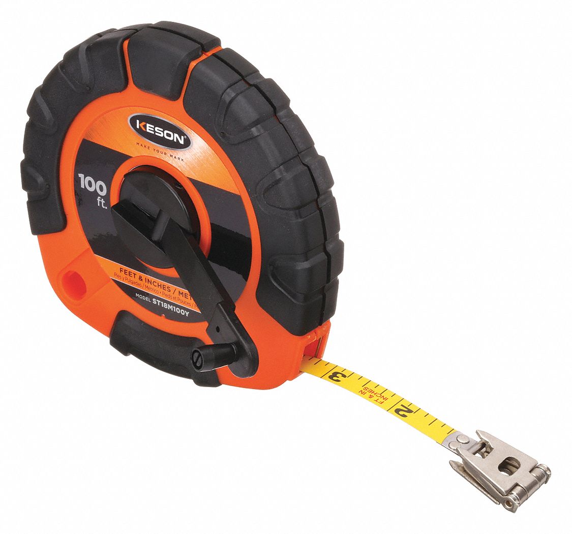 Keson ST18M100Y Tape Measure, 3/8 in x 100 Ft/30M, Orange