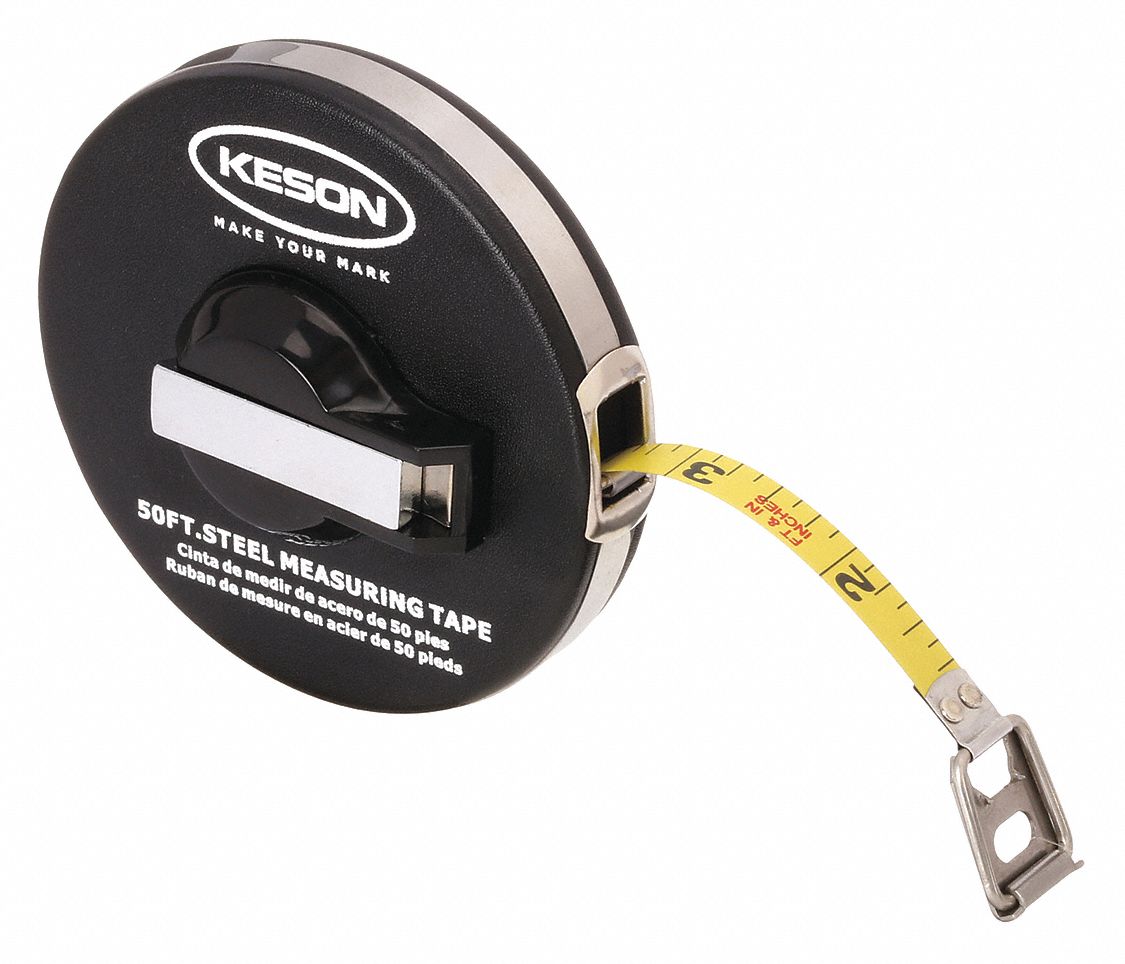 Long Tape Measure: Manual, ST5018, SAE, 50 ft, 1/8 in, Stainless Steel, 50 ft Blade Lg (SAE)
