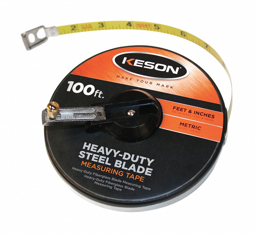 Keson 30 M 100 Ft Steel Sae Metric Long Tape Measure Orange 6xgr0 Stm Grainger