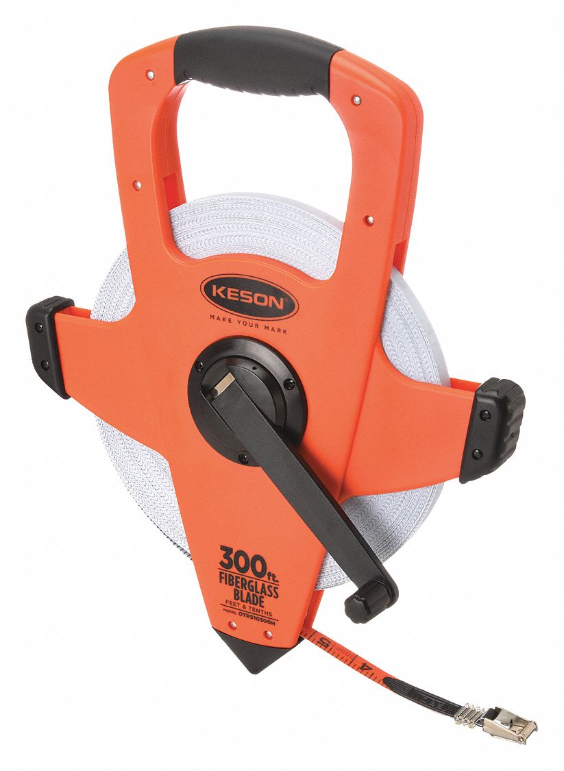 Long Tape Measure: Assisted, OTRS10300H, SAE/Engineers Scale, 300 ft, 1/100 ft, Plastic, Auto