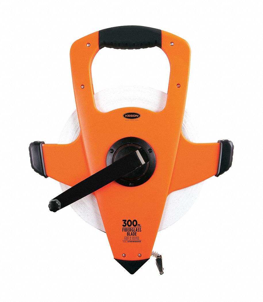 KESON Long Tape Measure 300 ft Blade Lg, 1/2 in Blade Wd, in/ft, Open