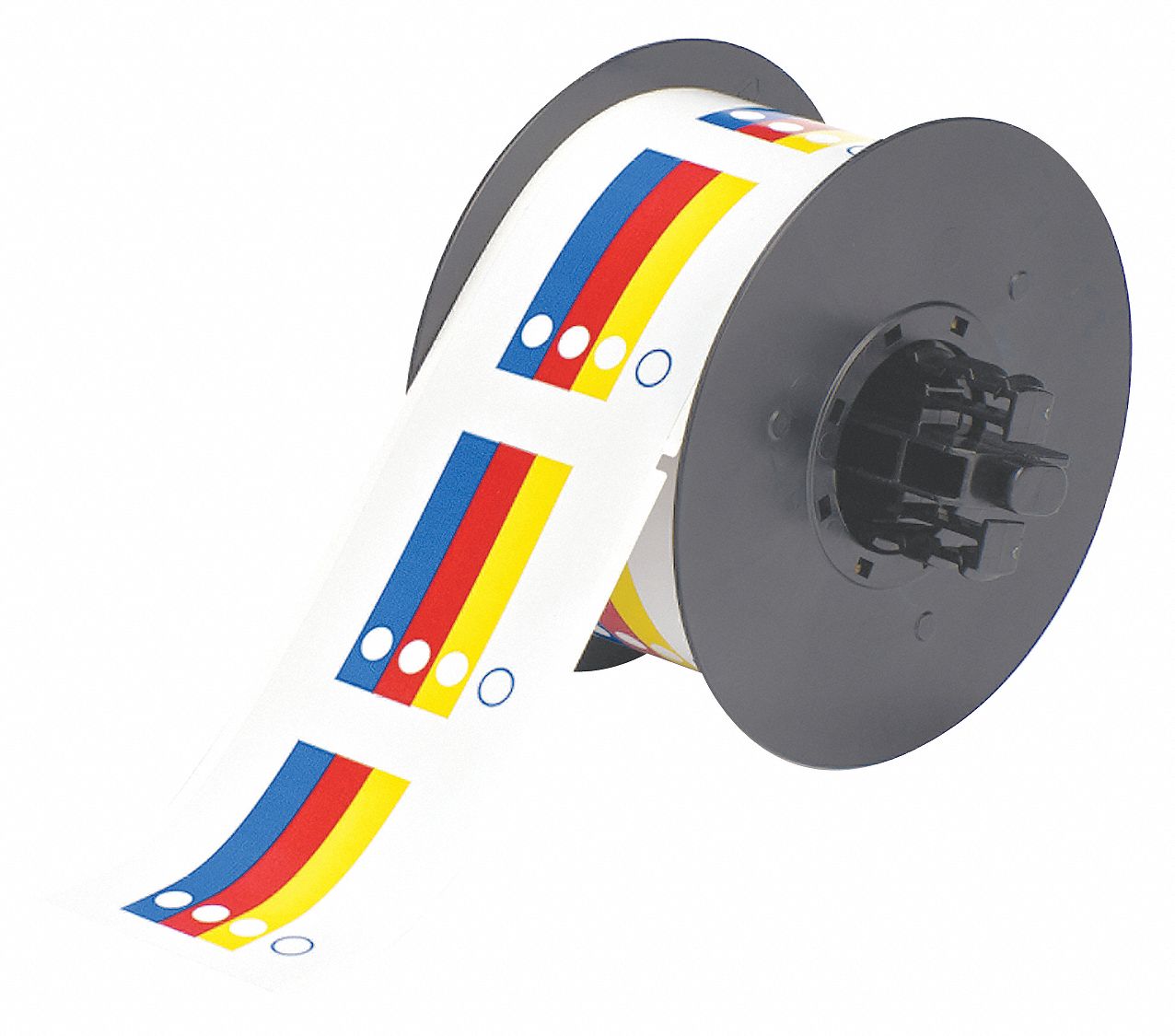 Pre-Cut Label Stock Roll: No Legend, Color Bar, 2 1/4 in x 2 1/4 in, 2 1/4 in, Vinyl, Indoor/Outdoor