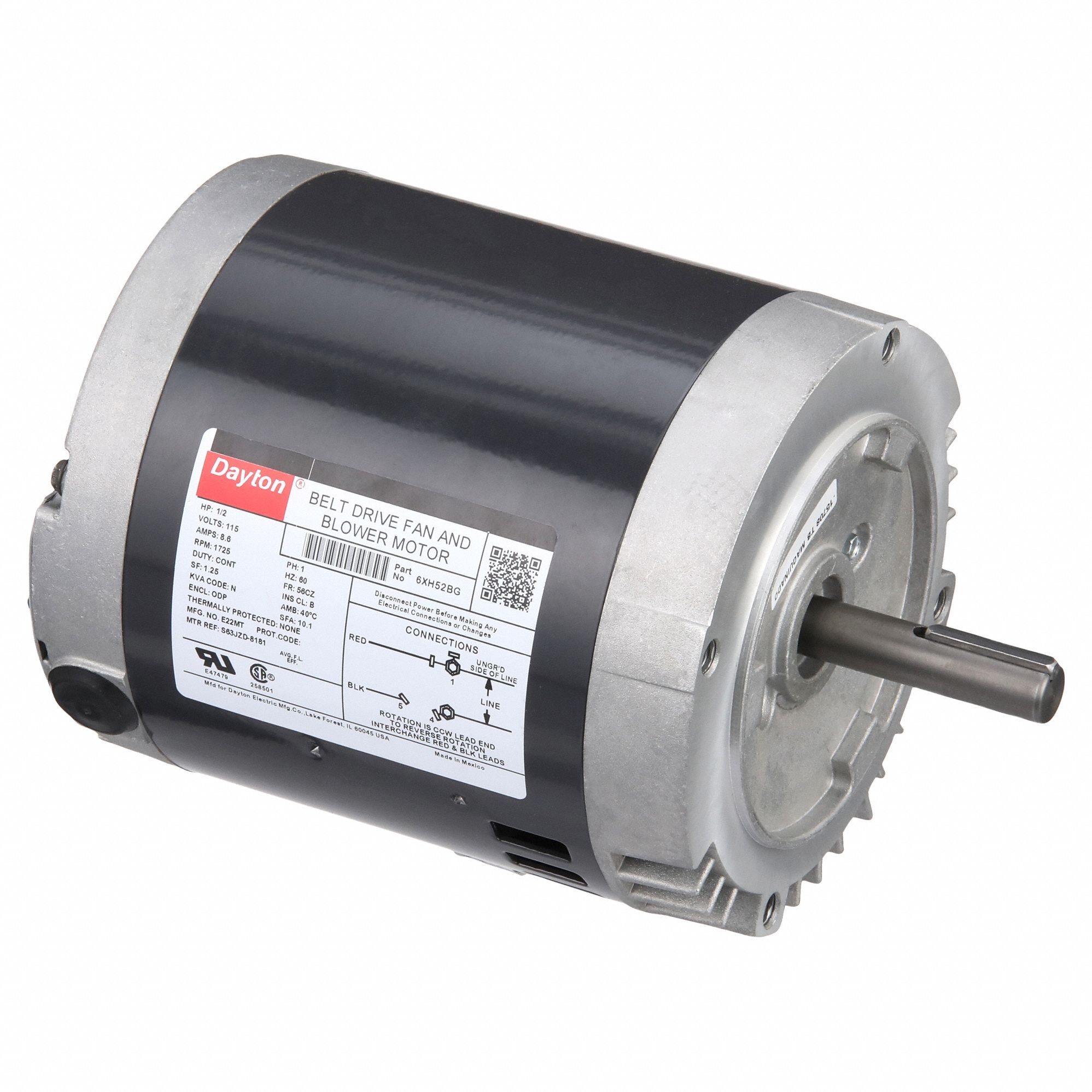 DAYTON, 1 Speed, Open Dripproof, Belt Drive Motor 6XH526XH52BG