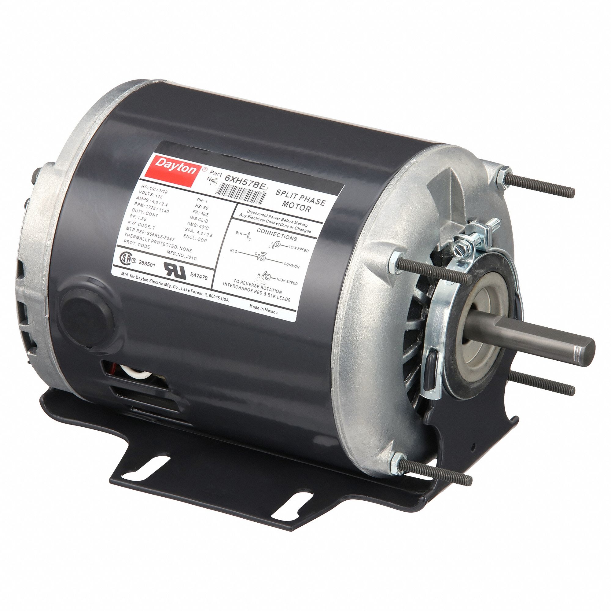 General Purpose Motor: Single Phase, 1/18 hp/1/6 hp, 115V AC, 48Z Frame Size, 1, 725/1, 140 RPM