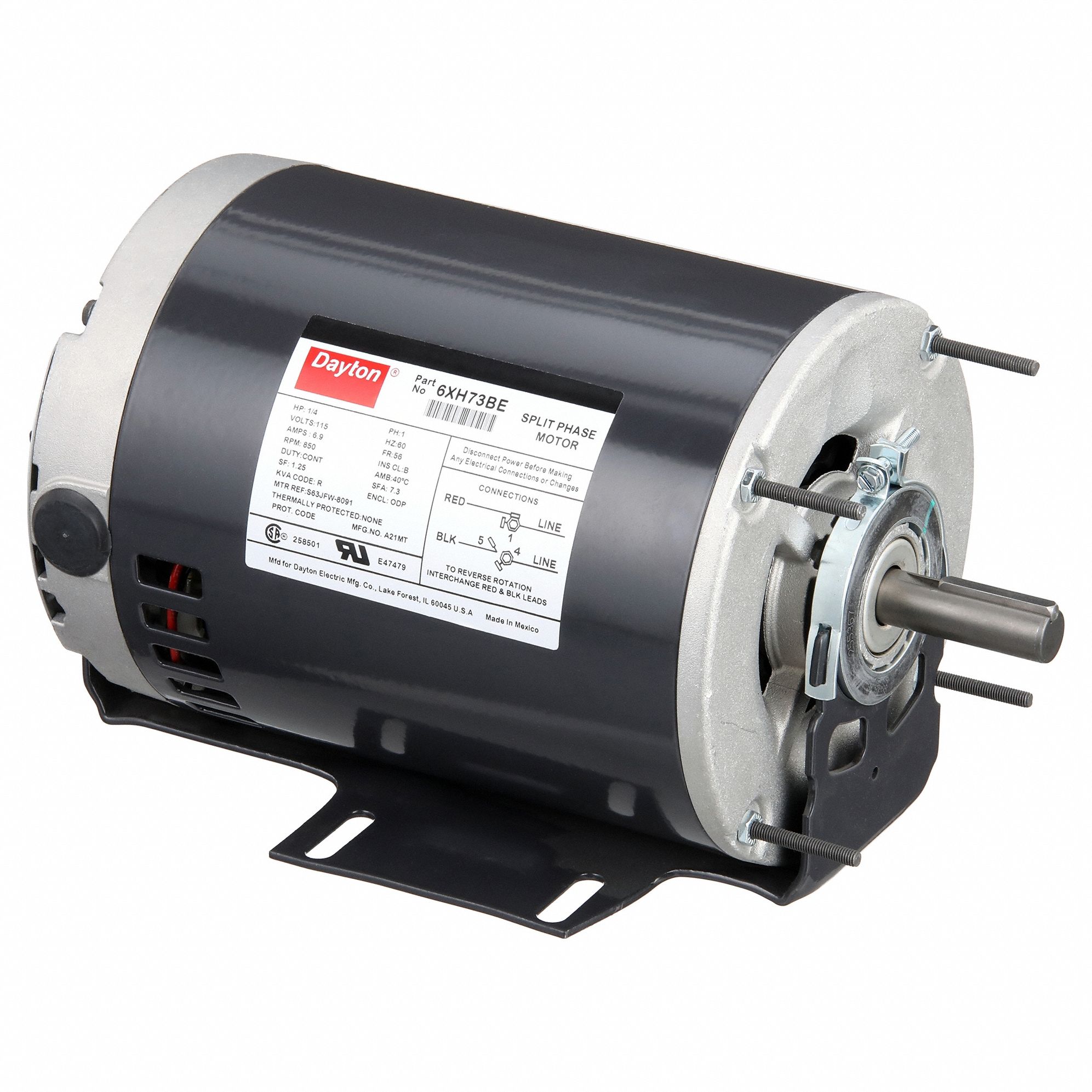 General Purpose Motor: Single Phase, 1/4 hp, 115V AC, 56 Frame Size, 5/8 in x 1 7/8 in, 60 Hz