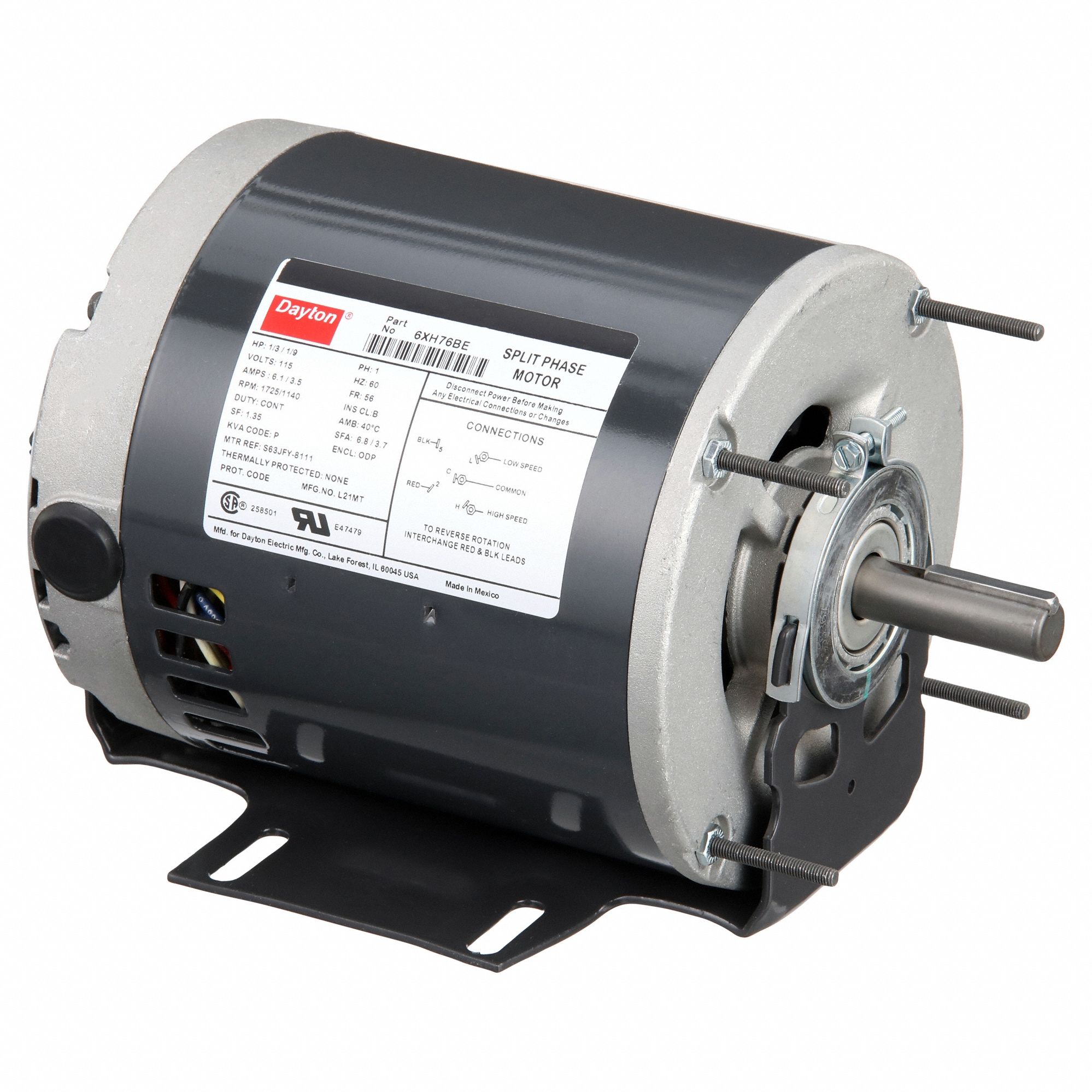 General Purpose Motor: Single Phase, 1/3 hp/1/9 hp, 115V AC, 56 Frame Size, 5/8 in x 1 7/8 in